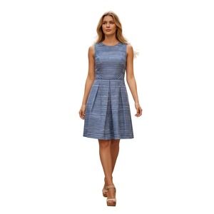 Gap Blue White Striped Linen Cotton Fit & Flare Dress Sleeveless XS S $80